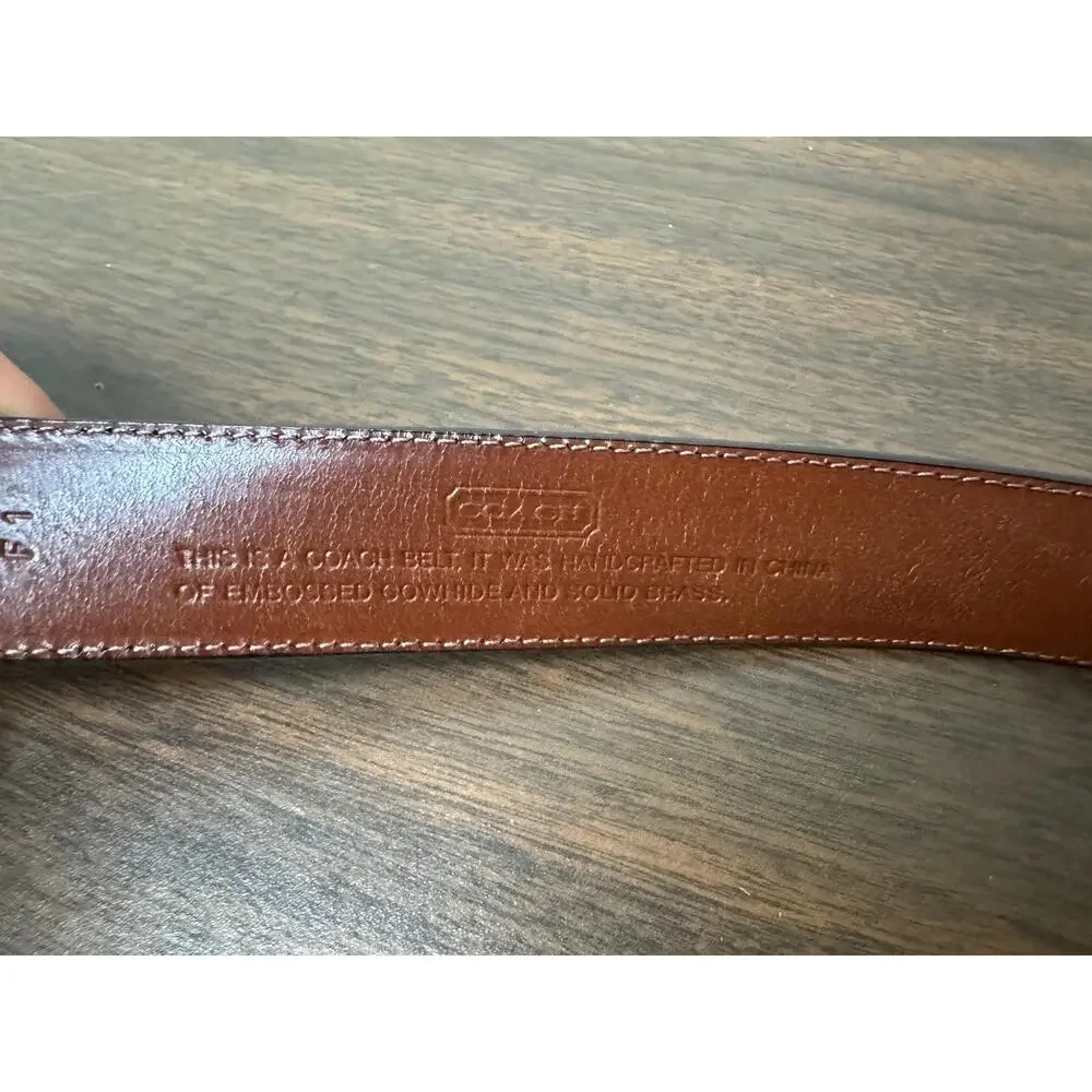 Vintage Coach Mens Dark Brown Leather Belt Size 34